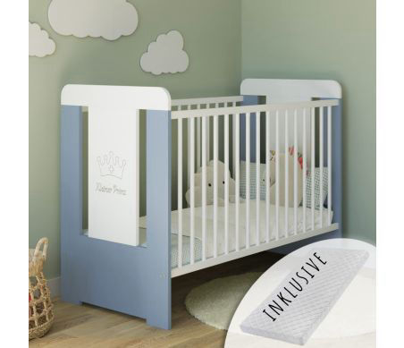 Babybett Gitterbett mit Matratze & Kleiner Prinz Gravur